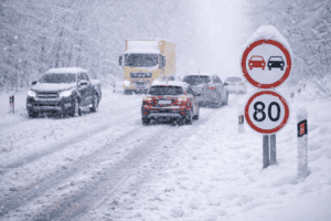 Schneechaos mit starkem Schneefall und blockiertem Verkehr – arbeitsrechtliche Relevanz bei wetterbedingtem Fernbleiben von der Arbeit